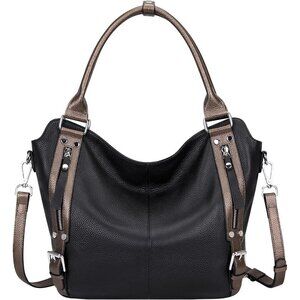 OVER EARTH Genuine Leather Handbags for Women Hobo Shoulder Bag Ladies Tote Bag